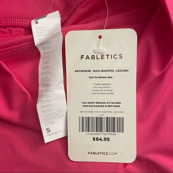 Fabletics Anywhere High-Waisted Leggings in Raspberry Sorbet, size S / NWT - Picture 3 of 3